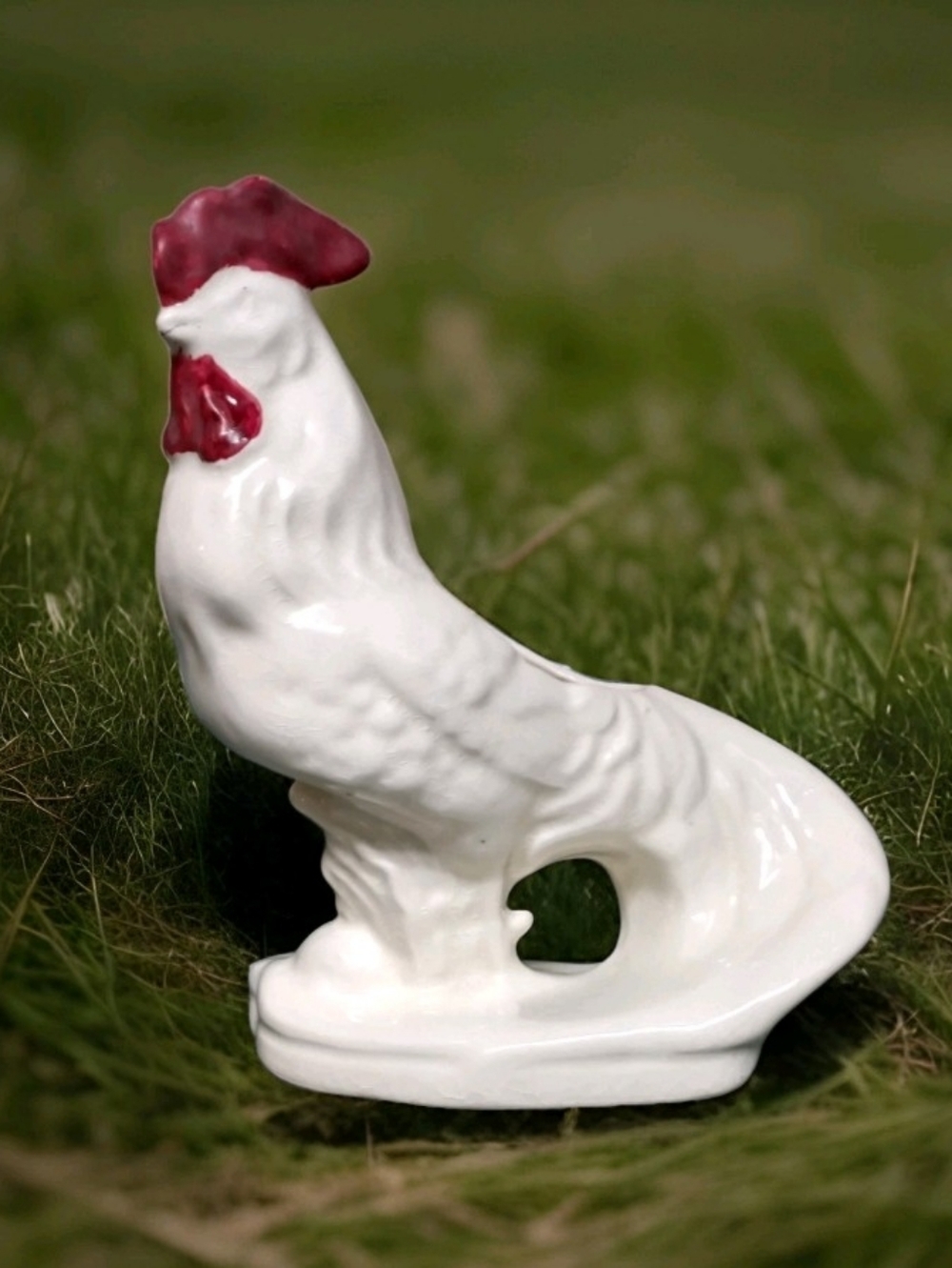Vintage Nelson McCoy USA Pottery White Rooster Chicken Planter